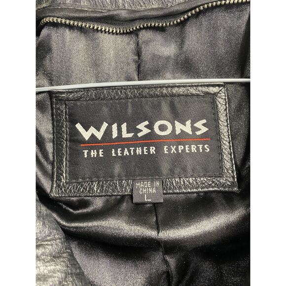 VTG Wilson's Leather Jacket Large Men’s Nylon Button Full Zip Single Vented - Picture 6 of 8